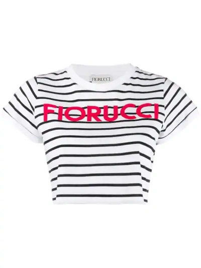 Fiorucci New Stripe Cropped T-shirt In White