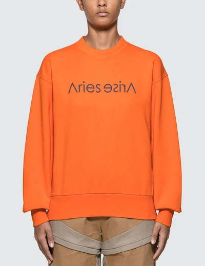 Aries Sans Print Sweatshirt In Orange