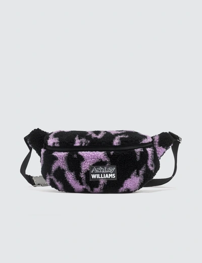 Ashley Williams Animal Print Shearling Belt Bag In Purple