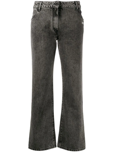 Off-white Cropped Leg Mid-rise Jeans In Dark Grey