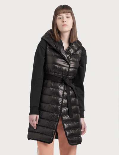 Moncler Long Hooded Sleeveless Gilet In Black