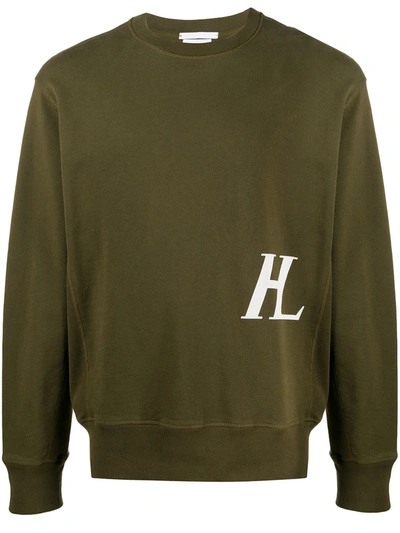 Helmut Lang Masc Crew Monogram Sweatshirt In Green