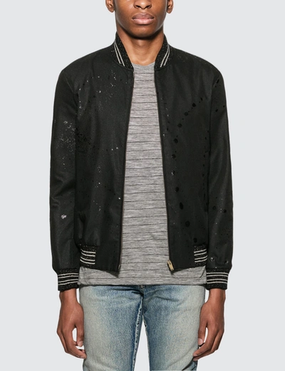 Saint Laurent Galaxy Print Teddy Jacket In Black