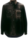 Saint Laurent Velvet Viscose & Silk Cupro Texas Shirt In Blue