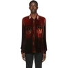 Saint Laurent Oversize Velvet Long Sleeve Shirt In Burgundy