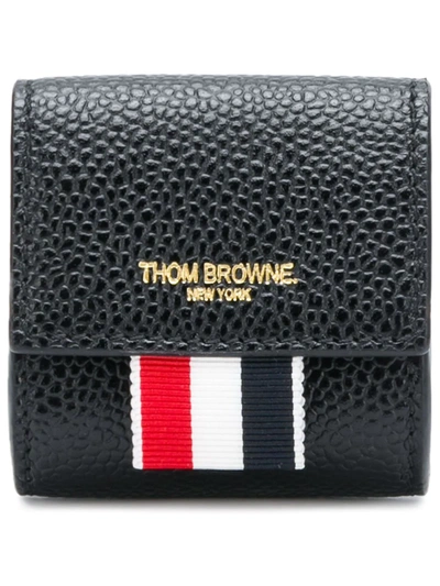Thom Browne Small Coin Case / Airpods Case In Pebble Grain In Black