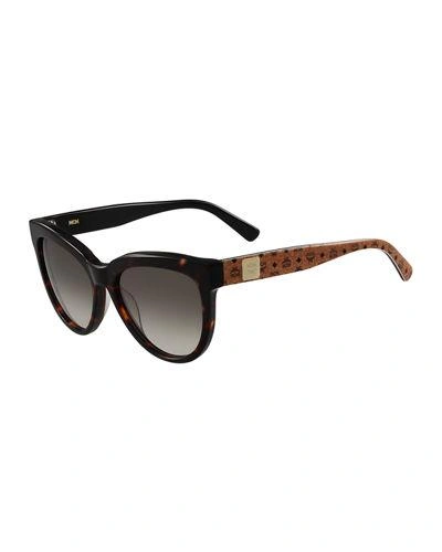 Mcm Cat-eye Two-tone Visetos Sunglasses In Brown