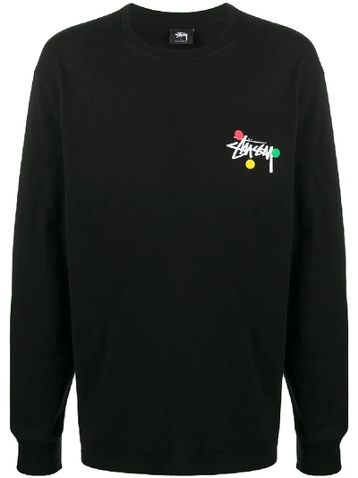 Stussy Dot Collage Long Sleeve T-shirt In Black