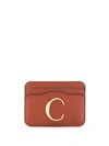 Chloé Crocodile-effect Logo-plaque Cardholder In Tawny Orange
