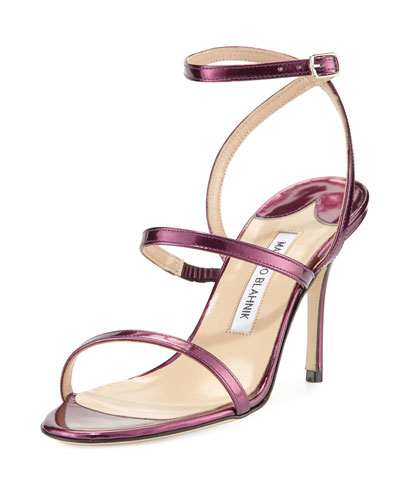 Manolo Blahnik Didin Metallic Strappy High-heel Sandal, Purple In ...