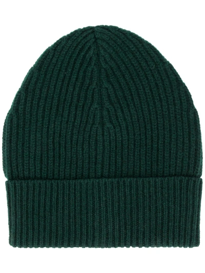 Maison Margiela Ribbed Wool Beanie Hat In Green