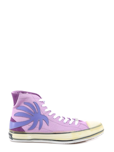 Palm Angels Palm High Top Canvas Sneaker In Purple