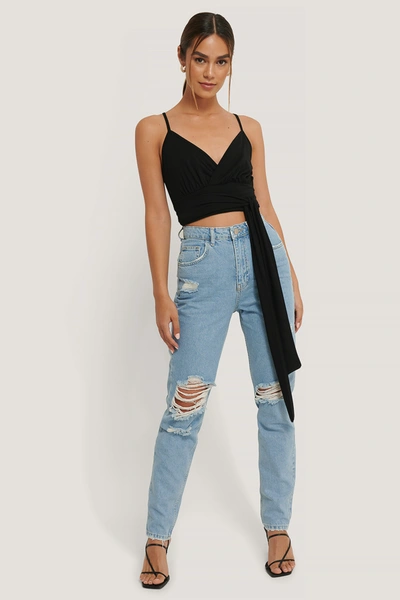 Anika Teller X Na-kd Ripped Knee Jeans - Blue In Mid Blue
