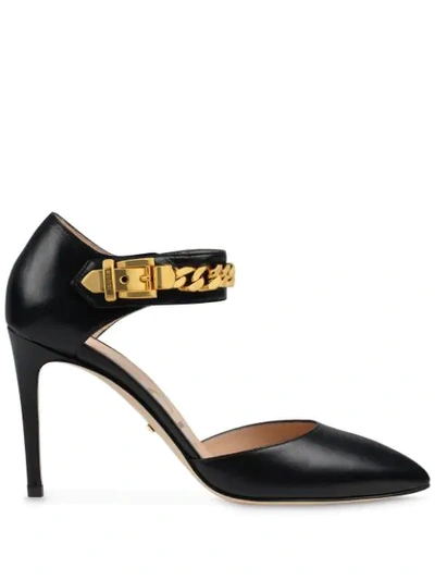 Gucci Chain-detail 95mm Pointed Pumps In Black