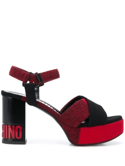 Moschino Chunky-heel Logo Sandals In Red