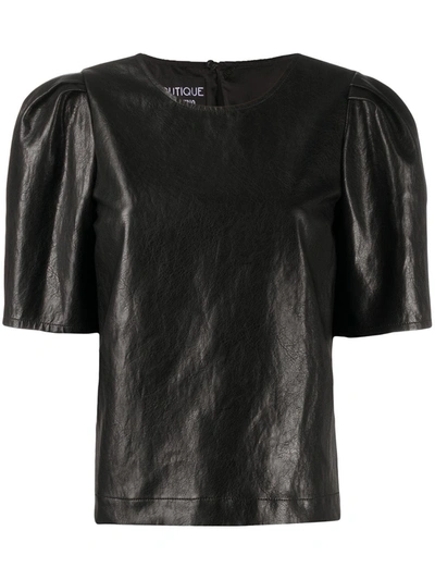 Boutique Moschino Leather Look T-shirt In Black