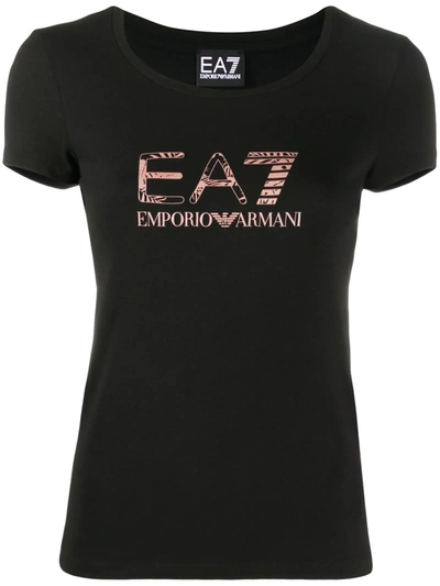 Ea7 Logo-print Short Sleeved T-shirt In Black