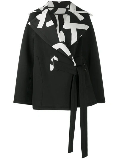 Issey Miyake Contrast Collar Coat In Black