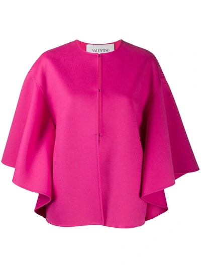 Valentino Draped-sleeve Wool-cashmere Sweater In Hot Pink