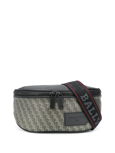 Bally All-over Logo Print Belt Bag In Black