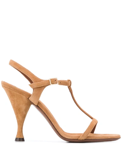 L'autre Chose T-bar Cone-heel Sandals In Brown