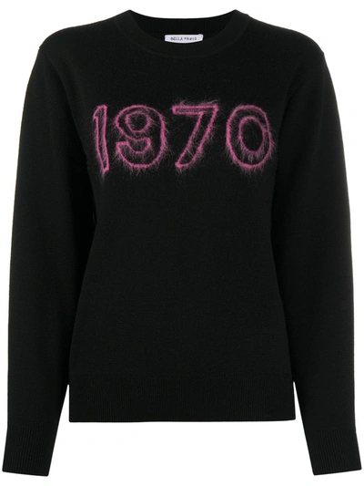 Bella Freud 1970 Glow Intarsia Wool-blend Sweater In Black