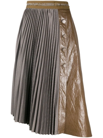 Andersson Bell Panelled Pleated Skirt In Green