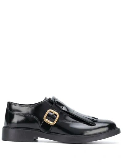 Tod's Side Buckle Tassel Detail Monk Shoes In Black