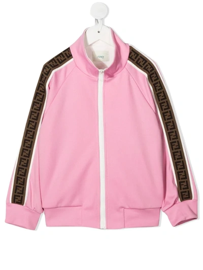 Fendi Teen Ff Logo Sleeve Jacket In Pink
