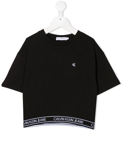 Calvin Klein Kids' Logo Strap T-shirt In Black