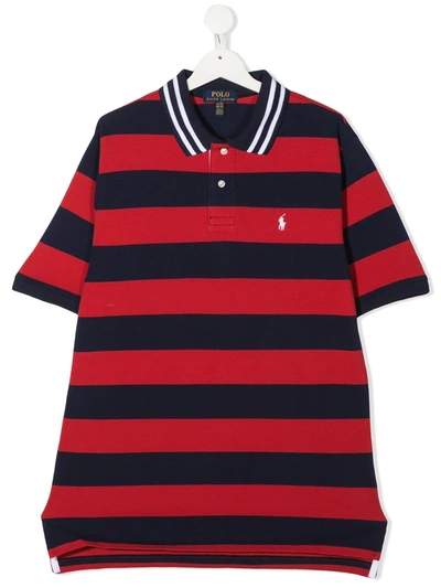 Ralph Lauren Teen Striped Polo Shirt In Red