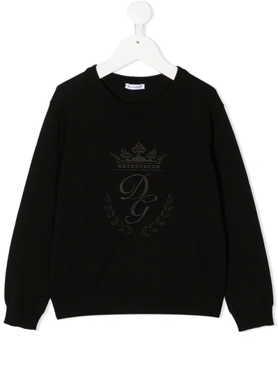 Dolce & Gabbana Kids' Heritage Embroidery Jumper In Black