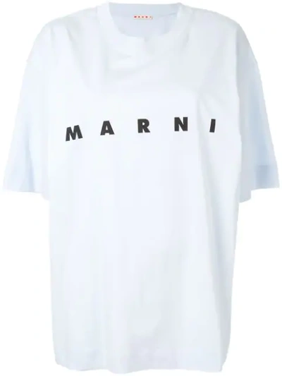 Marni Logo Print T-shirt In Blue