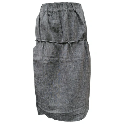Pre-owned Mm6 Maison Margiela Linen Mid-length Skirt In Grey