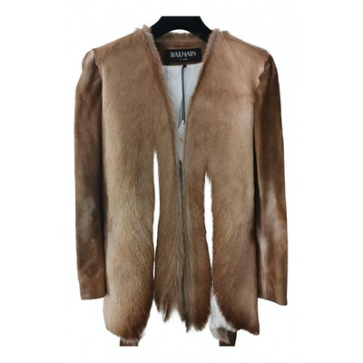 Pre-owned Balmain Camel Exotic Leathers Jacket