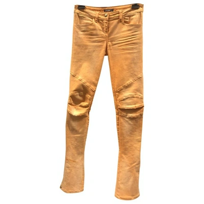 Pre-owned Balmain Orange Cotton Trousers
