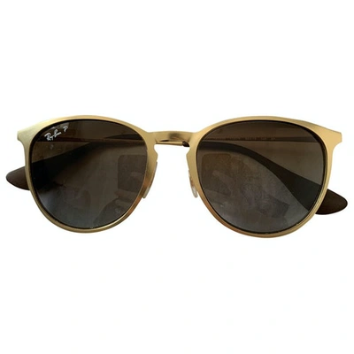 Pre-owned Ray Ban Erika Gold Metal Sunglasses