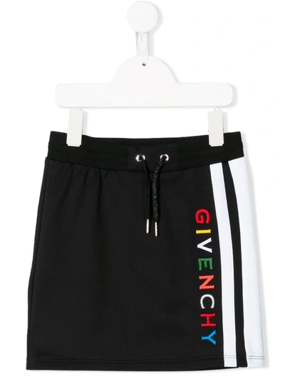 Givenchy Kids' Logo Cotton Fleece Skirt In Black