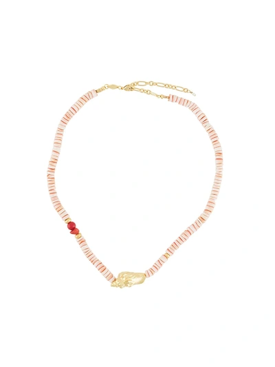 Anni Lu Shell-pendant Beaded Necklace In Pink