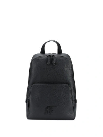 Ferragamo Calf Leather Backpack In Black