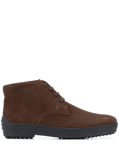 Tod's Mens Brown Suede Ankle Boots