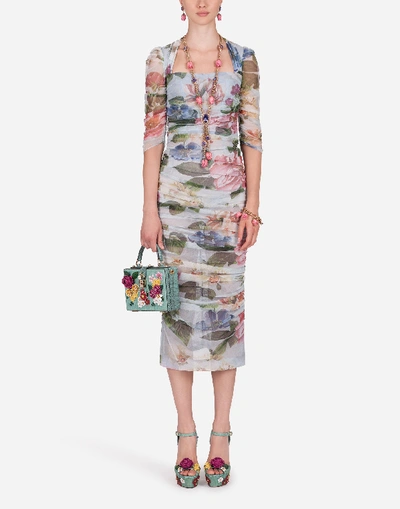 Dolce & Gabbana Floral-print Tulle Midi Dress In Floral Print