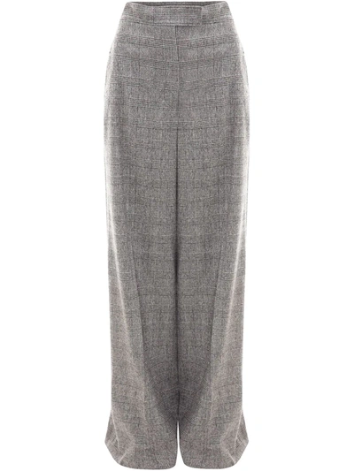 Jw Anderson High Waist Checked Wool Wide Leg Pants In Grey