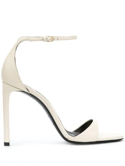 Saint Laurent 105mm Bea Leather Sandals In White