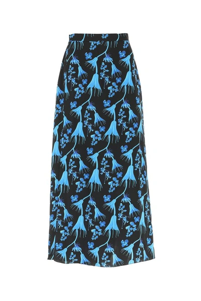 Marine Serre Wrap Midi Skirt In Radioactive Flower Print In Blue
