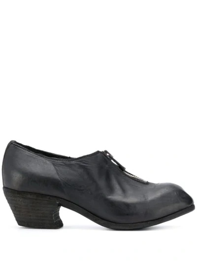 Guidi Zip-front Leather Shoes In Black