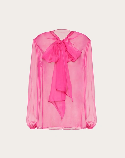 Valentino Chiffon Top In Bright Pink