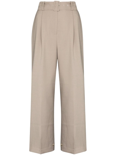 The Frankie Shop Elvira Belted Wide Leg Trousers In Grey