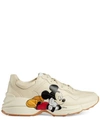 Gucci X Disney Rhyton Mickey Mouse Leather Trainers In White