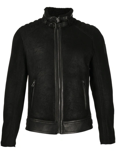 Belstaff High-neck Leather Jacket In Black